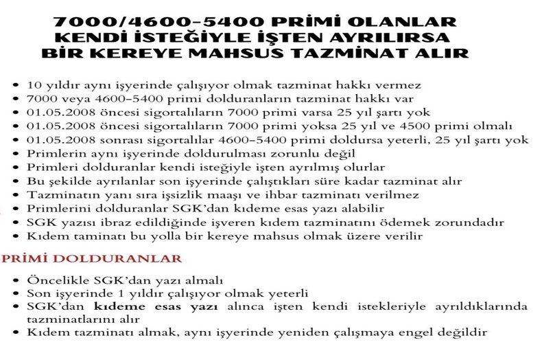 7000 / 4600 - 5400 PRİMİ OLANLAR İŞTEN AYRILIRSA TAZMİNAT ALIR MI ?