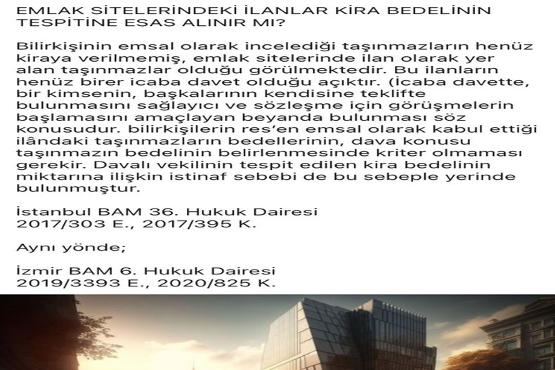 EMLAK SİTESİNDEKİ İLANLAR KİRA BEDELİNİN TESPİTİNE ESAS ALINIR MI ?