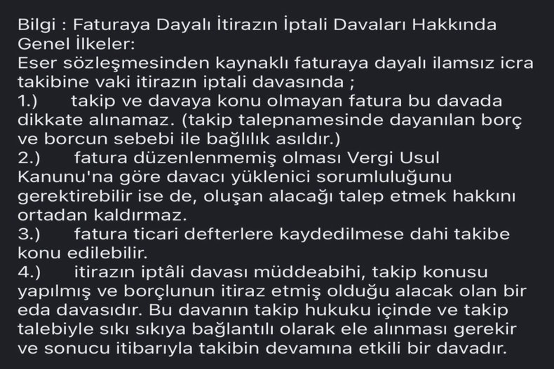 FATURAYA DAYALI İTİRAZIN İPTALİ DAVALARI HAKKINDA GENEL İLKELER