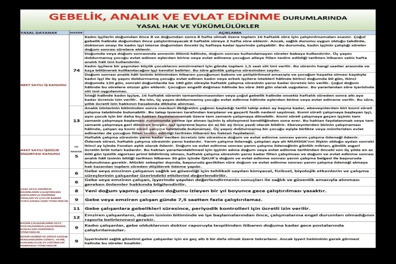 GEBELİK ANALIK VE EVLAT EDİNME DURUMLARINDA YASAL HAK VE YÜKÜMLÜLÜKLER