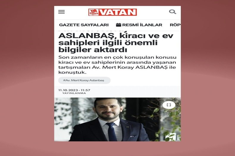 ÖNCE VATAN GAZETESİ KİRA HUKUKU İLE İLGİLİ RÖPORTAJ