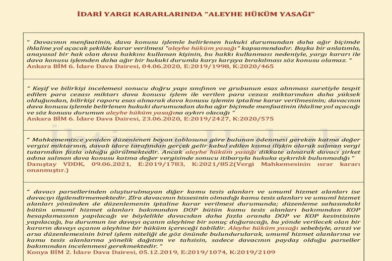 İDARİ YARGI KARARLARINDA ALEYHE HÜKÜM YASAĞI