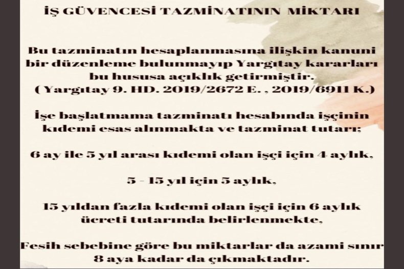 İŞ GÜVENCESİ TAZMİNATININ MİKTARI