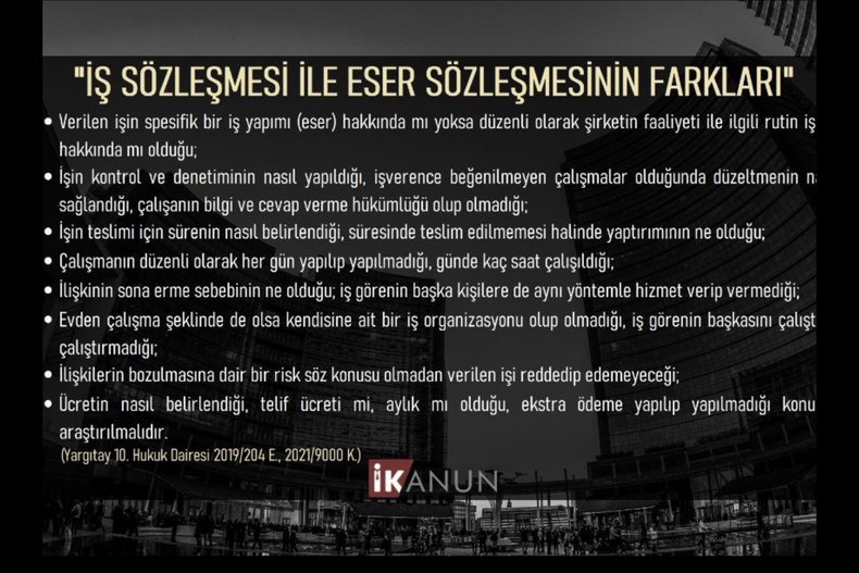 İŞ SÖZLEŞMESİ İLE ESER SÖZLEŞMESİNİN FARKLARI