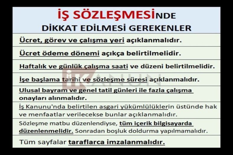 İŞ SÖZLEŞMESİNDE DİKKAT EDİLMESİ GEREKENLER