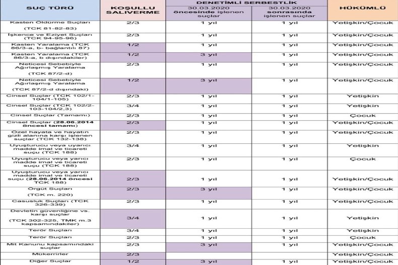 KOŞULLU SALIVERİLME / DENETİMLİ SERBESTLİK / HÜKÜMLÜ