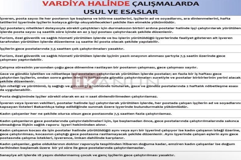 VARDİYA HALİNDE ÇALIŞMALARDA USUL VE ESASLAR